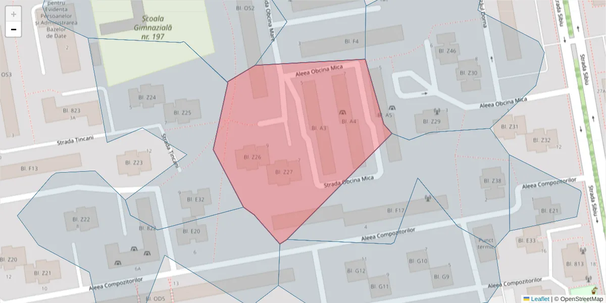 Hartă a codului poștal  și a codurilor poștale învecinate