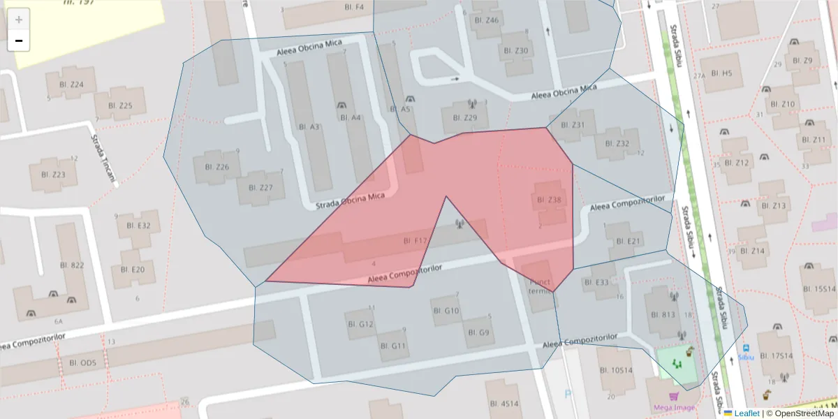 Hartă a codului poștal  și a codurilor poștale învecinate