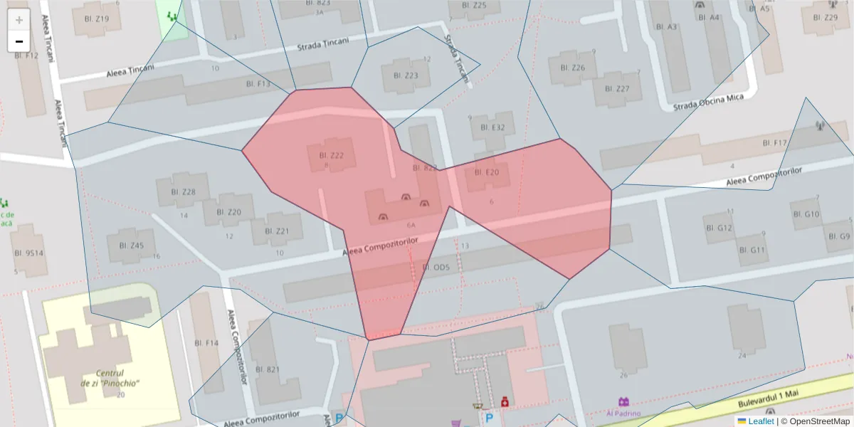 Hartă a codului poștal  și a codurilor poștale învecinate