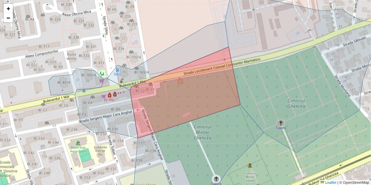 Hartă a codului poștal  și a codurilor poștale învecinate