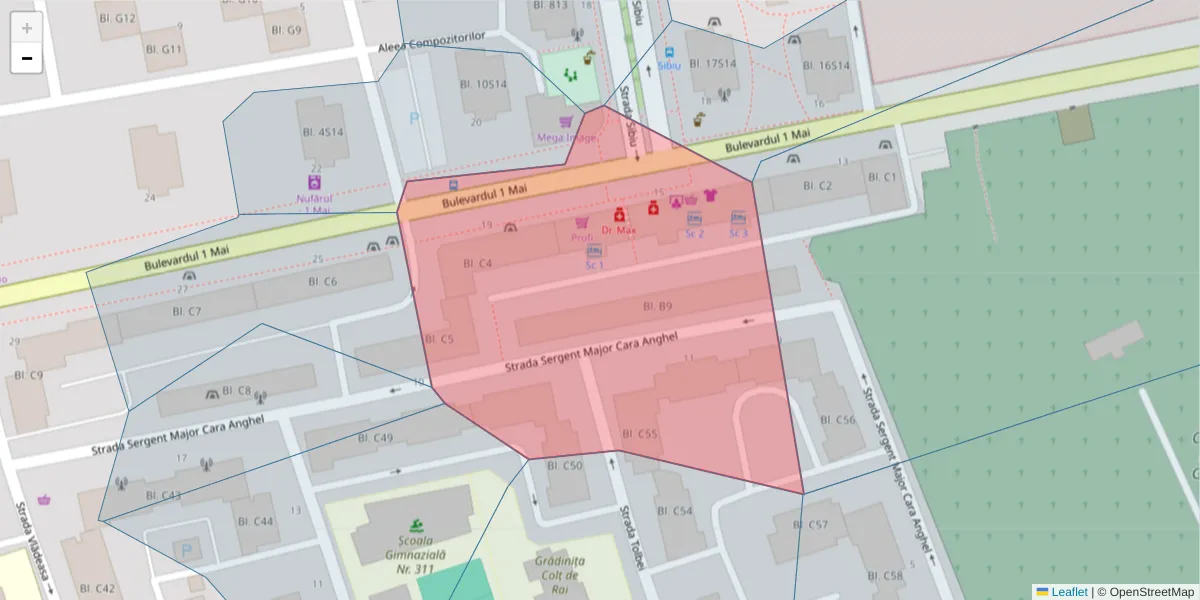 Hartă a codului poștal  și a codurilor poștale învecinate
