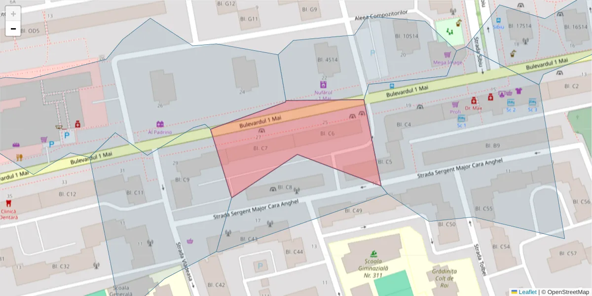 Hartă a codului poștal  și a codurilor poștale învecinate