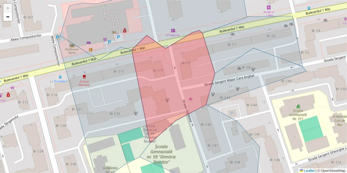 Hartă a codului poștal  și a codurilor poștale învecinate