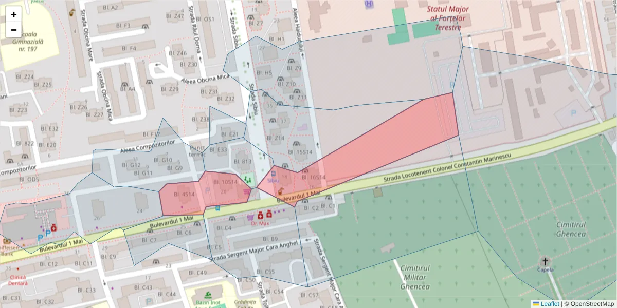 Hartă a codului poștal  și a codurilor poștale învecinate