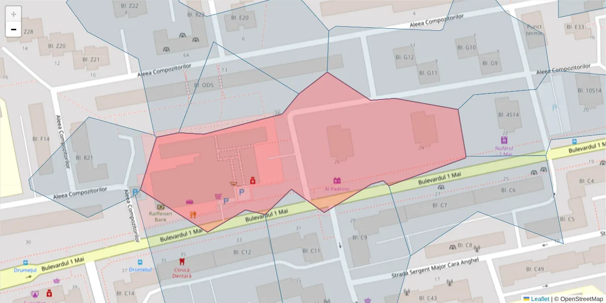 Hartă a codului poștal  și a codurilor poștale învecinate