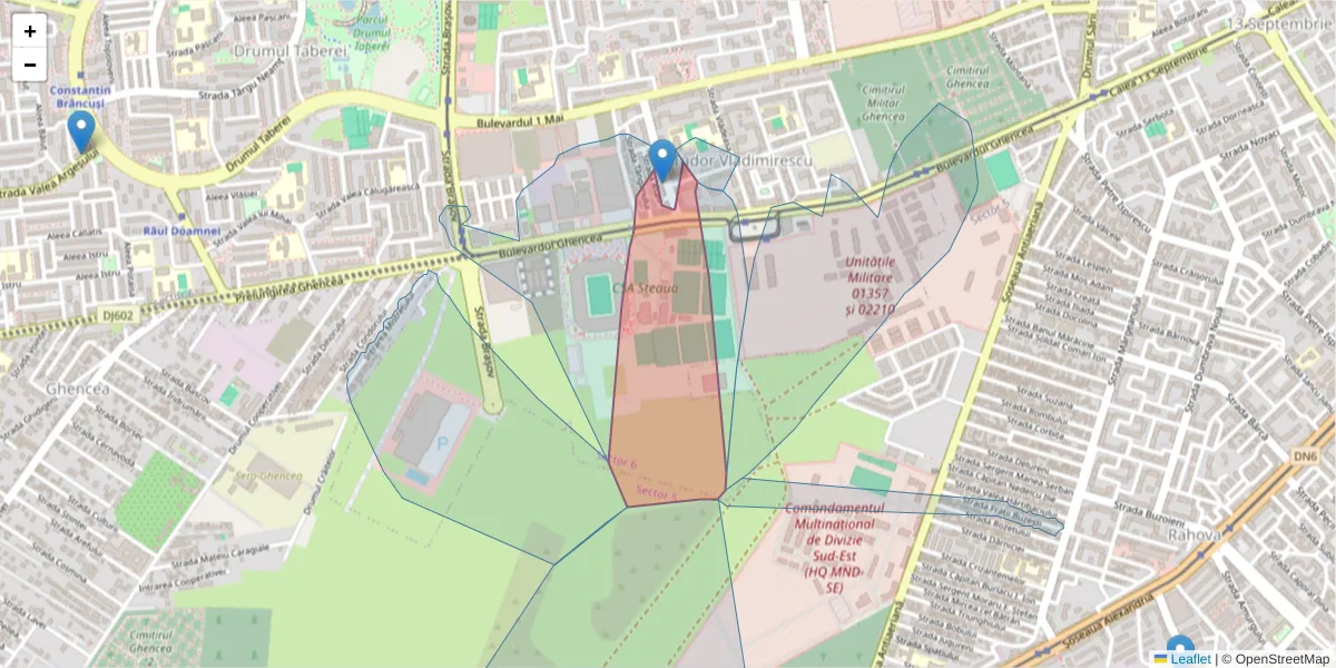 Hartă a codului poștal  și a codurilor poștale învecinate