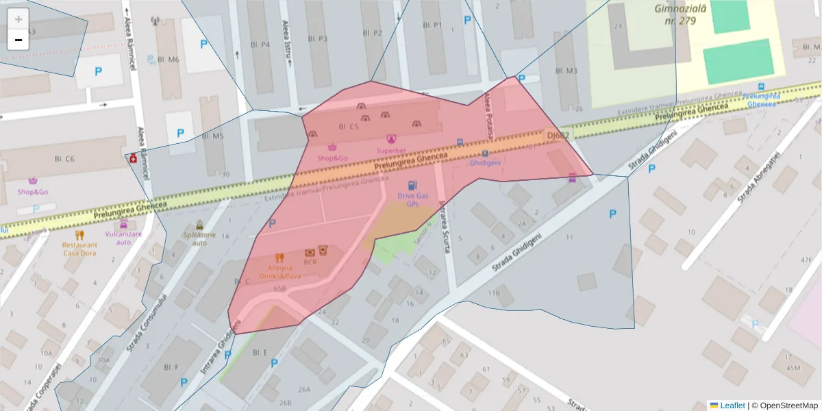 Hartă a codului poștal  și a codurilor poștale învecinate