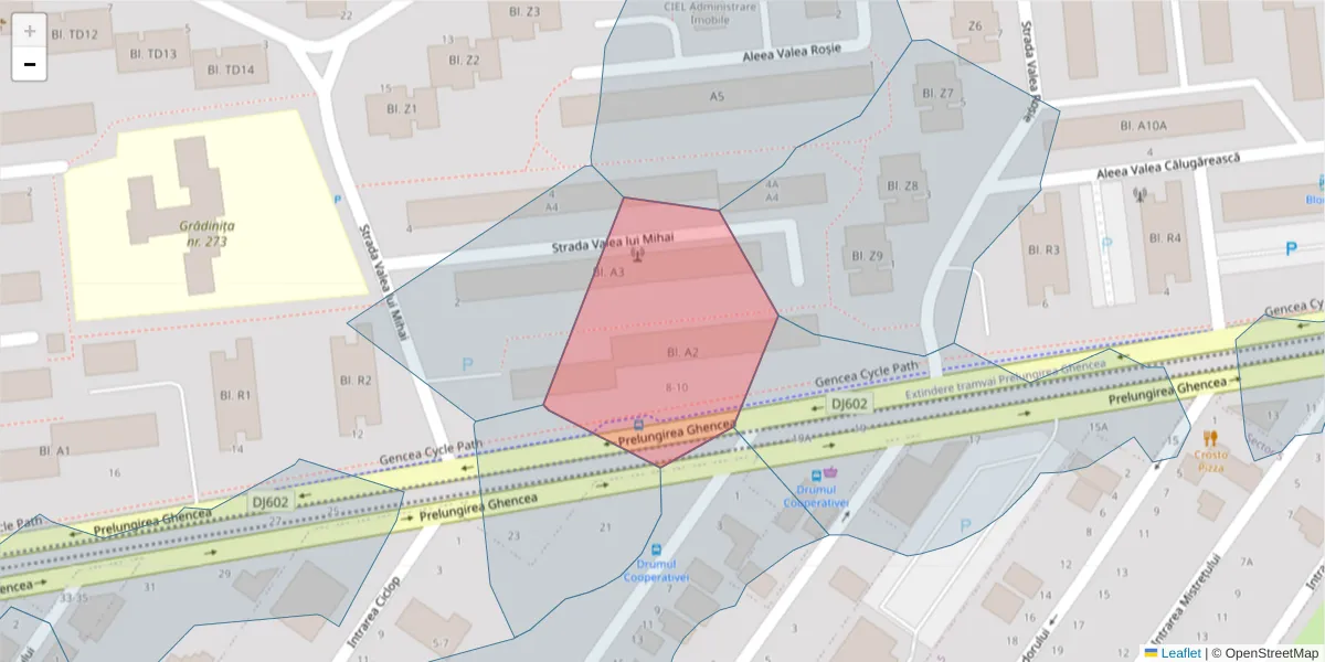 Hartă a codului poștal  și a codurilor poștale învecinate