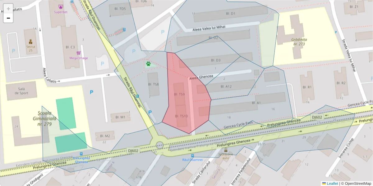 Hartă a codului poștal  și a codurilor poștale învecinate