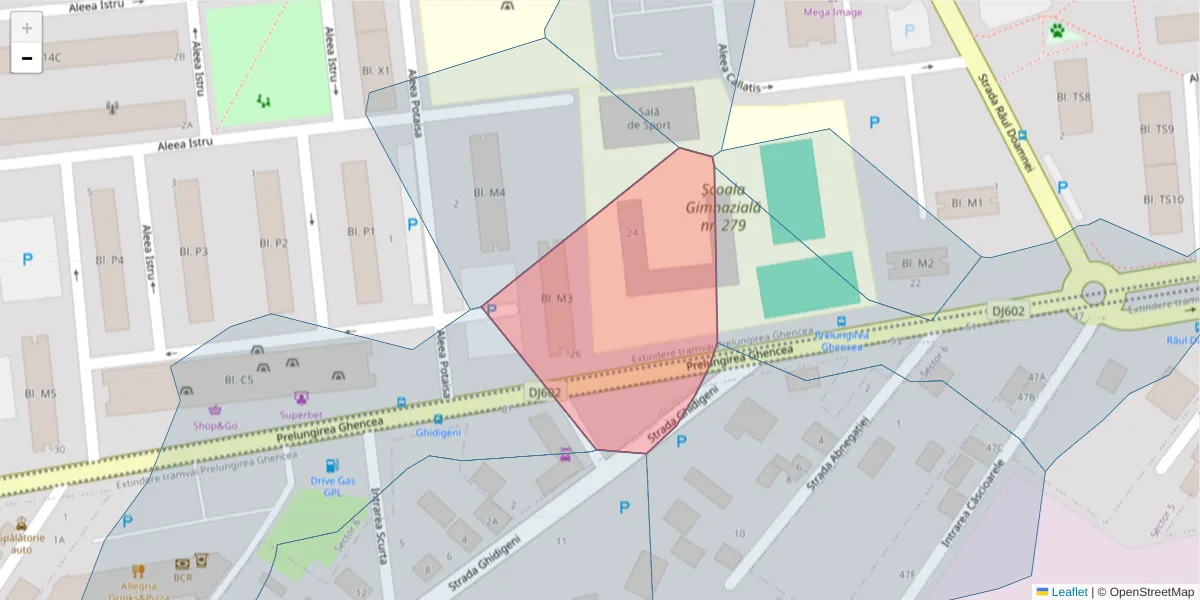 Hartă a codului poștal  și a codurilor poștale învecinate