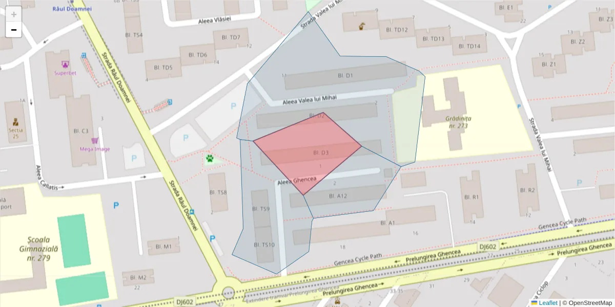 Hartă a codului poștal  și a codurilor poștale învecinate