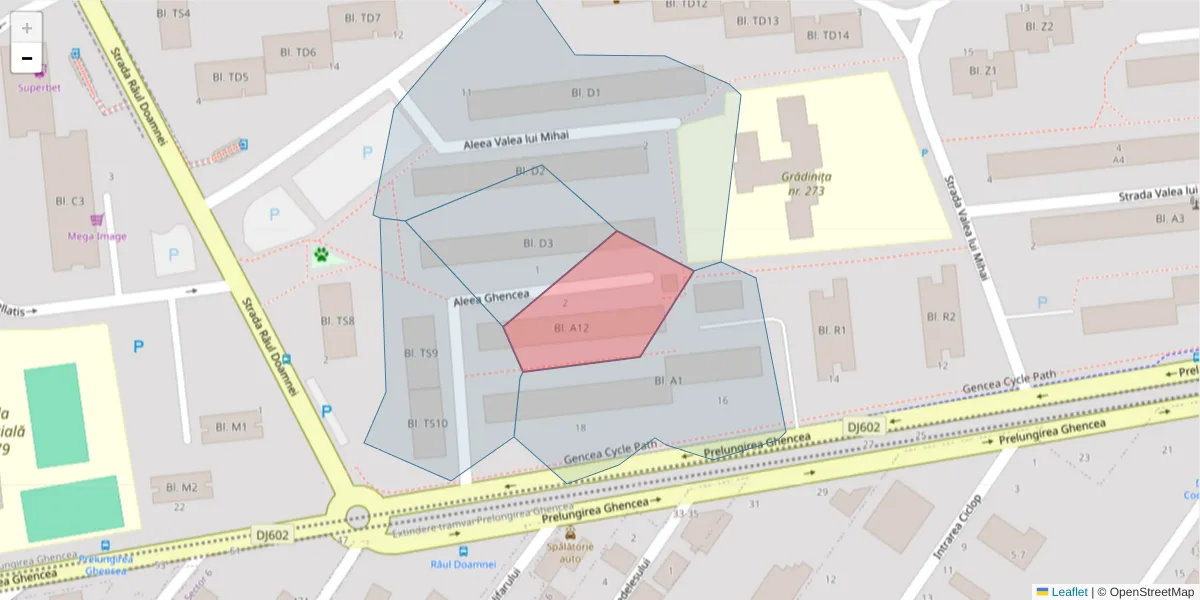 Hartă a codului poștal  și a codurilor poștale învecinate