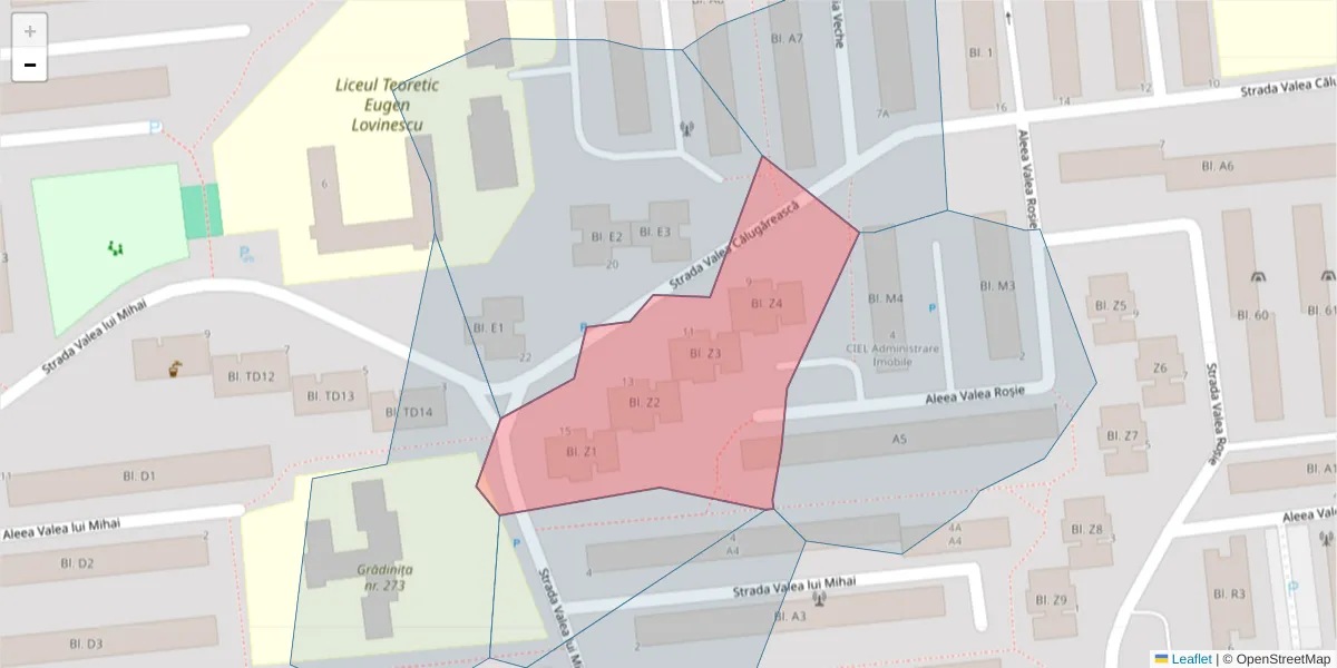 Hartă a codului poștal  și a codurilor poștale învecinate