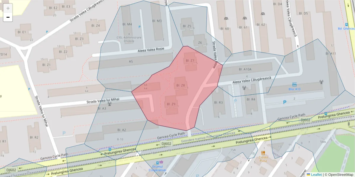 Hartă a codului poștal  și a codurilor poștale învecinate