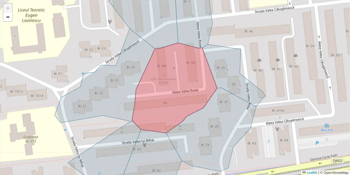 Hartă a codului poștal  și a codurilor poștale învecinate