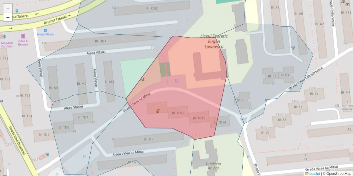 Hartă a codului poștal  și a codurilor poștale învecinate