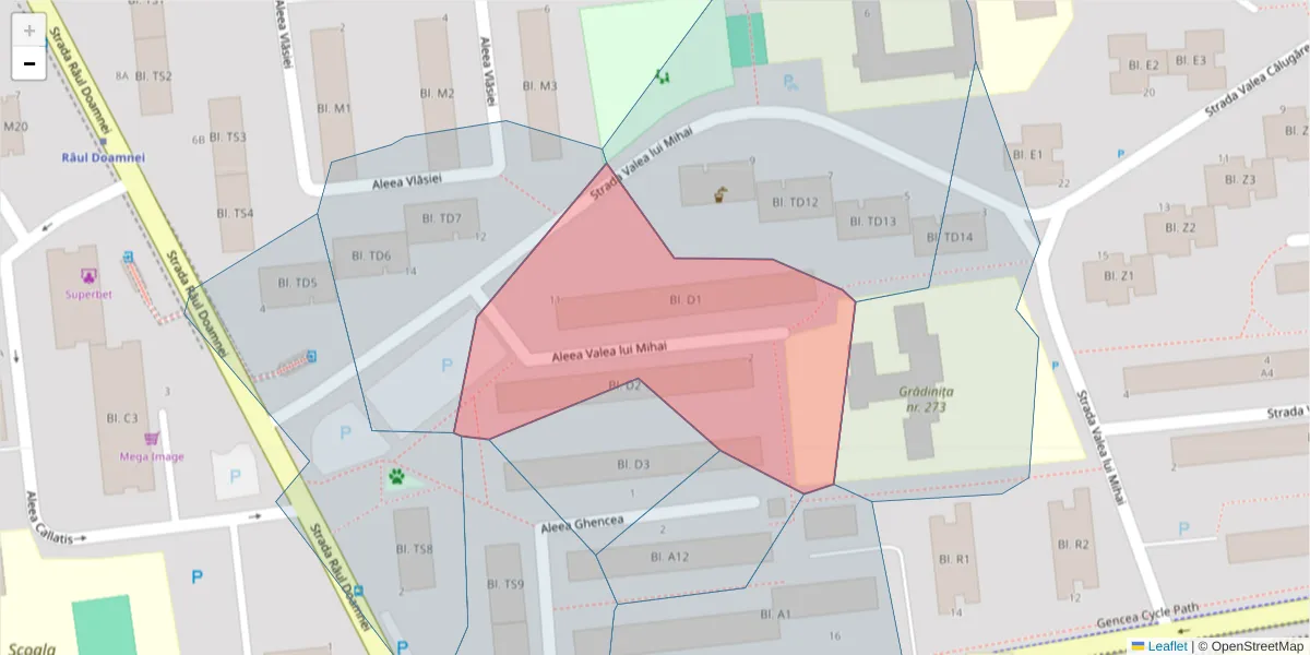 Hartă a codului poștal  și a codurilor poștale învecinate