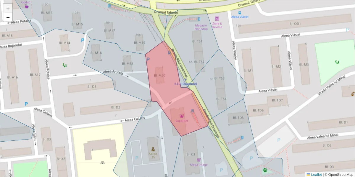 Hartă a codului poștal  și a codurilor poștale învecinate