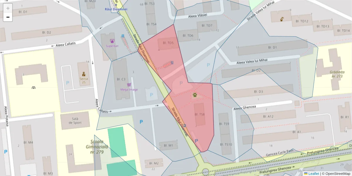 Hartă a codului poștal  și a codurilor poștale învecinate