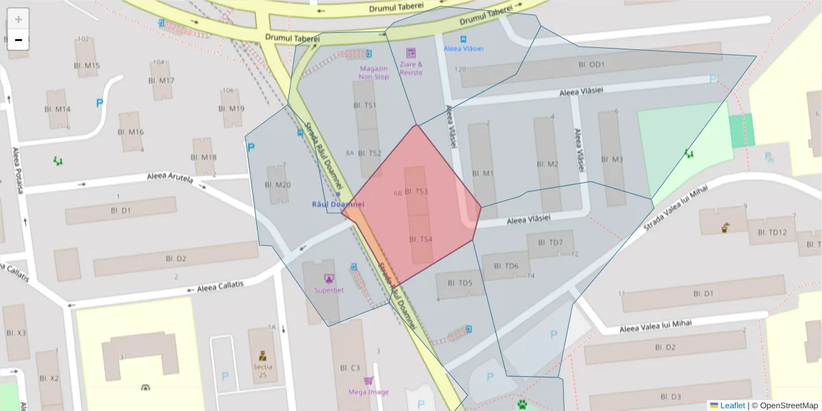 Hartă a codului poștal  și a codurilor poștale învecinate