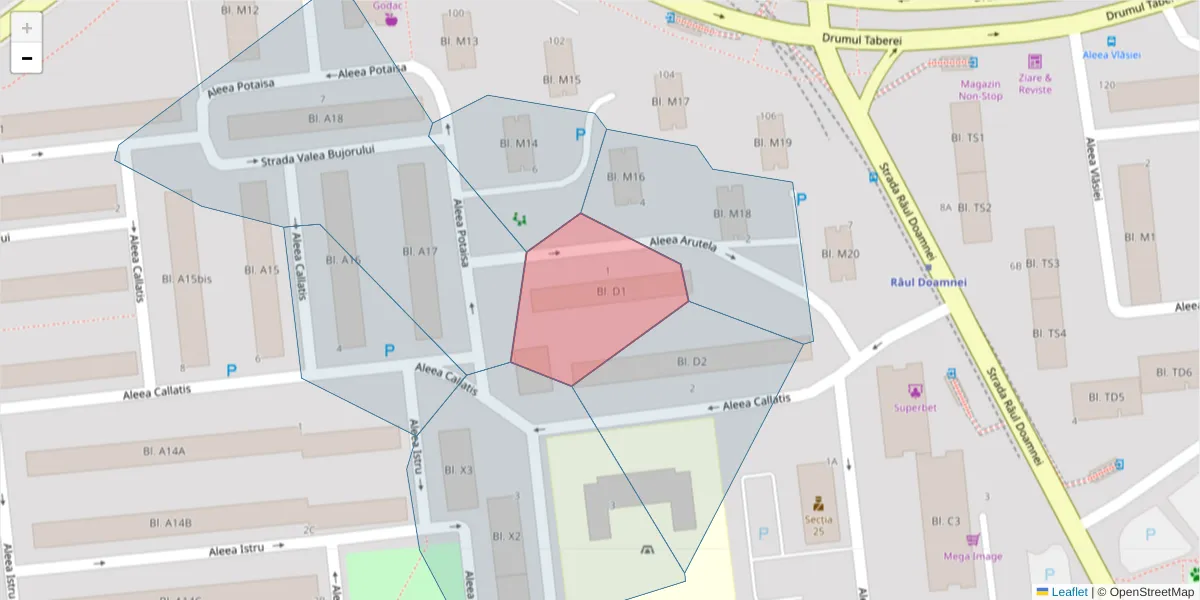 Hartă a codului poștal  și a codurilor poștale învecinate