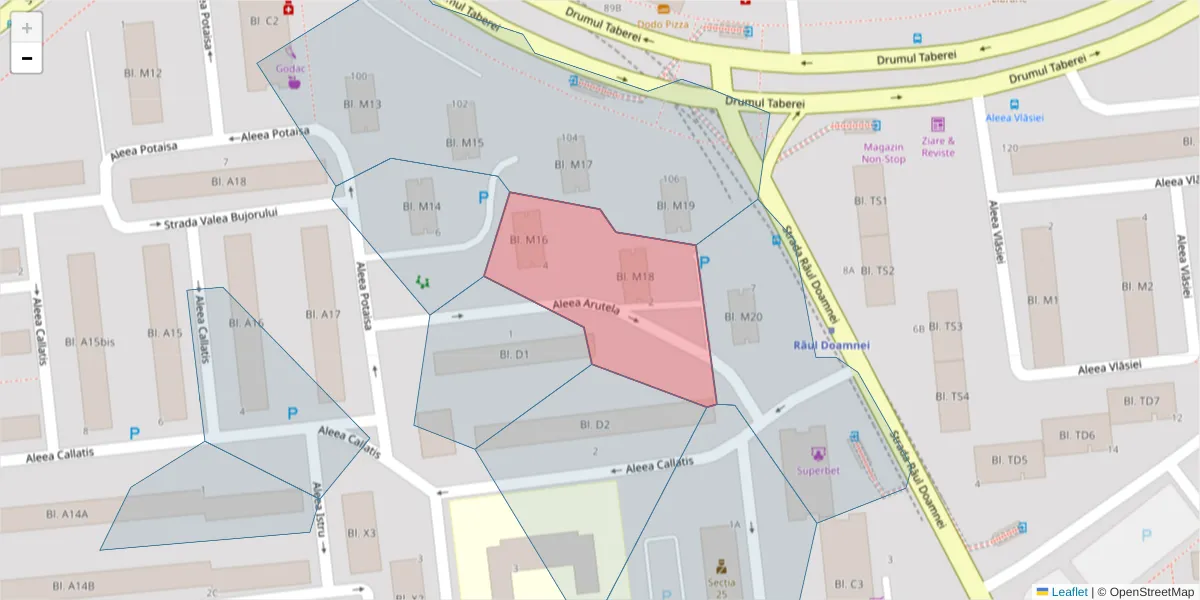 Hartă a codului poștal  și a codurilor poștale învecinate