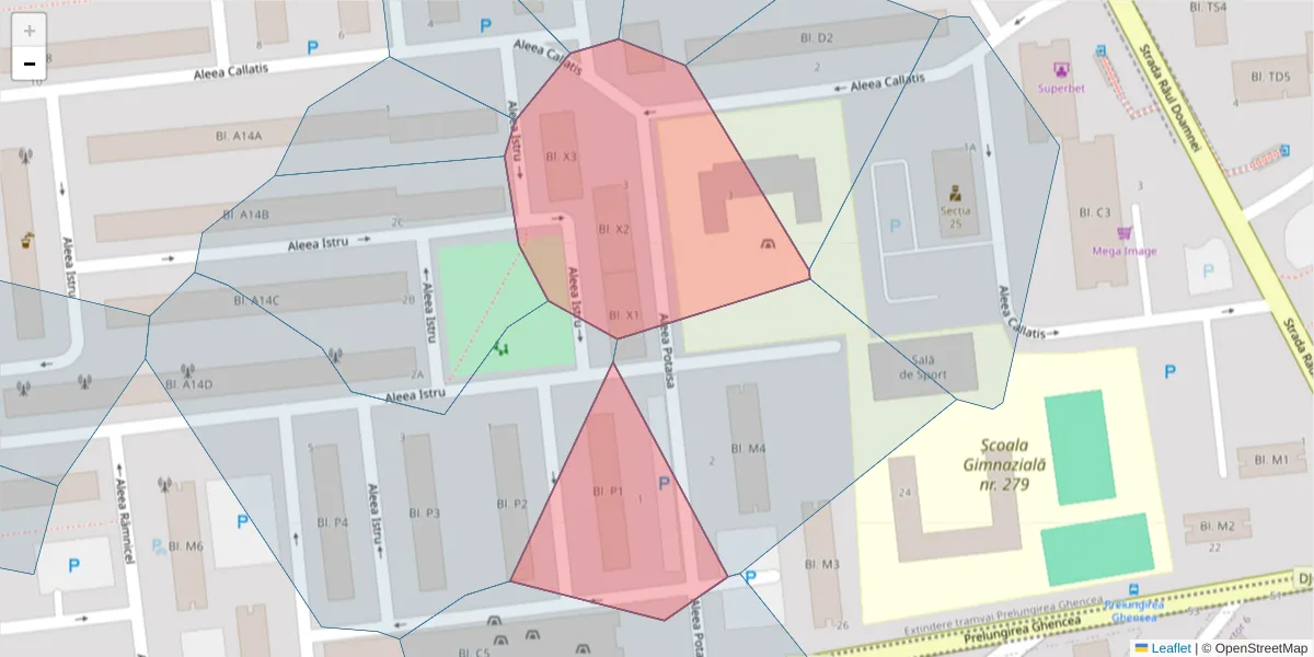 Hartă a codului poștal  și a codurilor poștale învecinate
