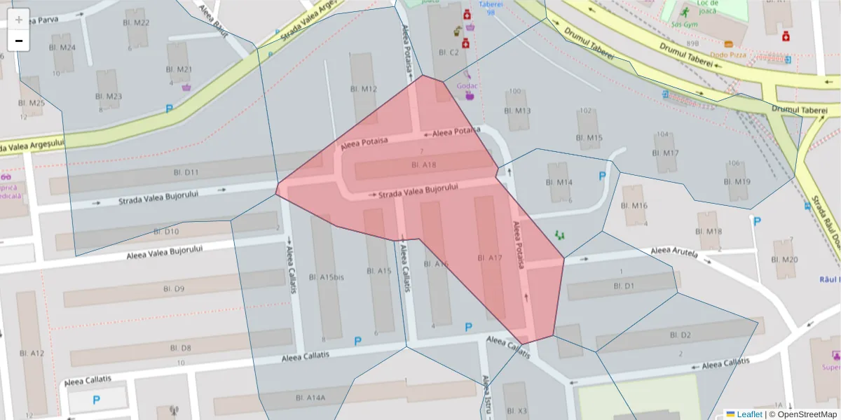 Hartă a codului poștal  și a codurilor poștale învecinate