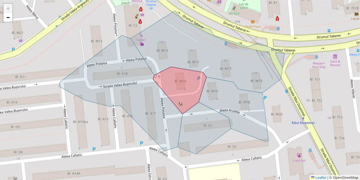 Hartă a codului poștal  și a codurilor poștale învecinate