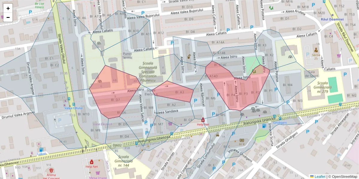 Hartă a codului poștal  și a codurilor poștale învecinate