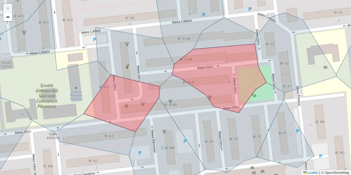 Hartă a codului poștal  și a codurilor poștale învecinate