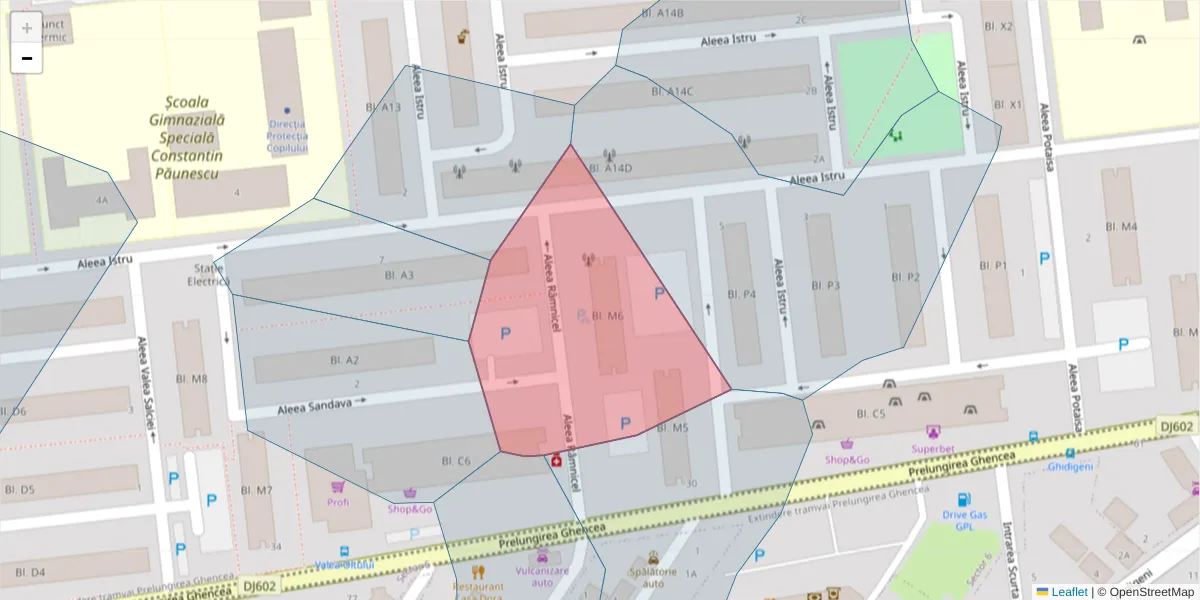 Hartă a codului poștal  și a codurilor poștale învecinate