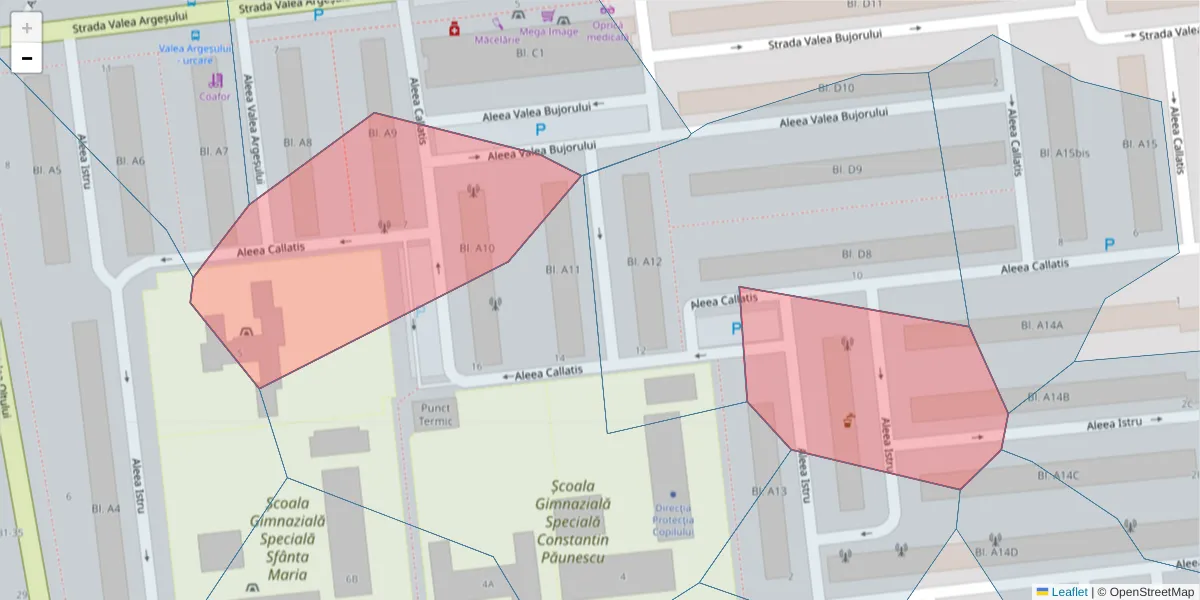 Hartă a codului poștal  și a codurilor poștale învecinate
