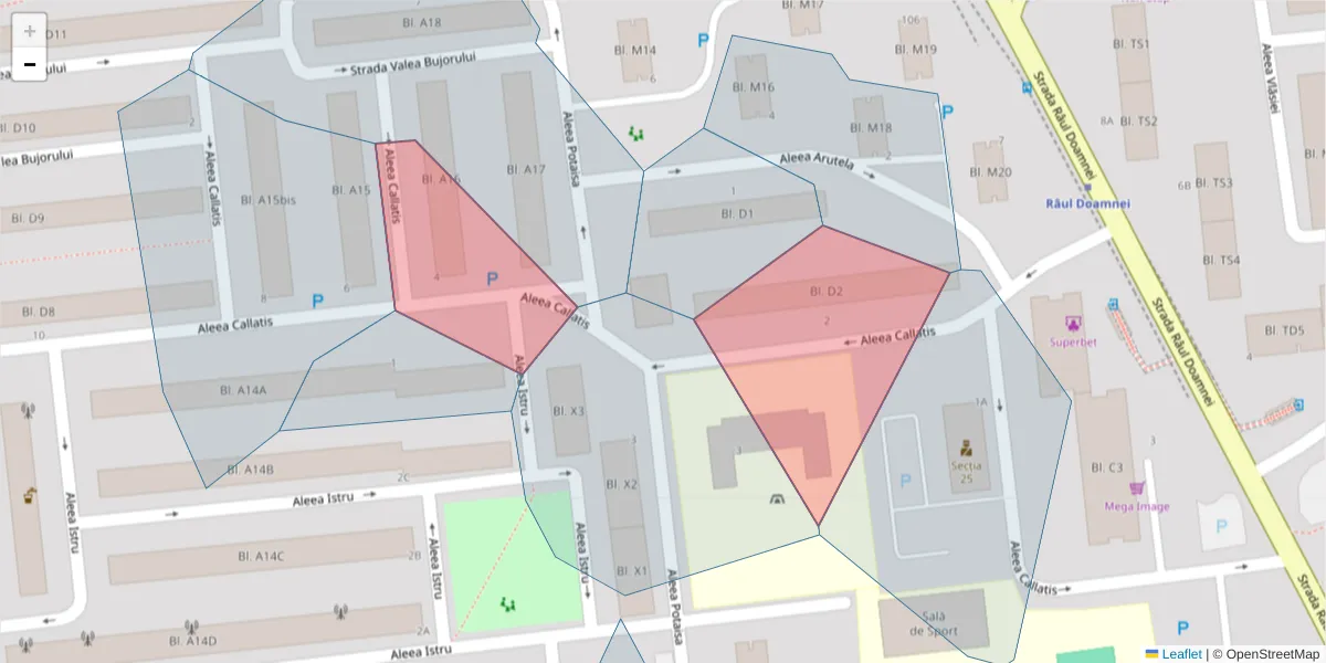 Hartă a codului poștal  și a codurilor poștale învecinate