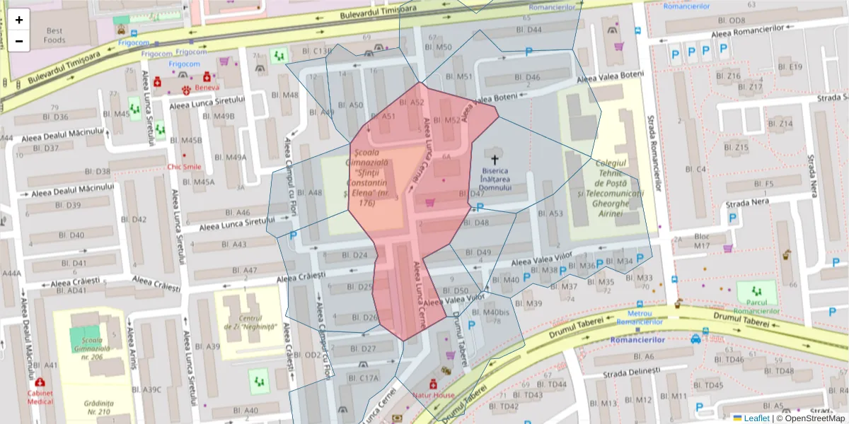 Hartă a codului poștal  și a codurilor poștale învecinate