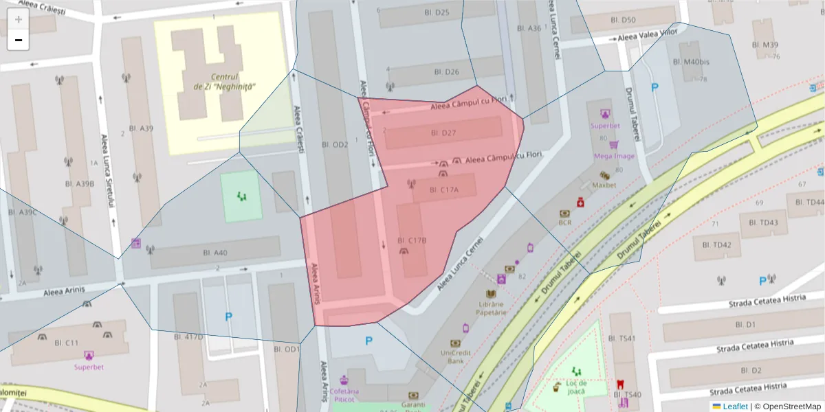 Hartă a codului poștal  și a codurilor poștale învecinate