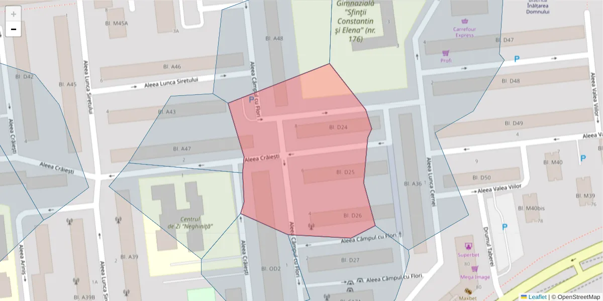 Hartă a codului poștal  și a codurilor poștale învecinate