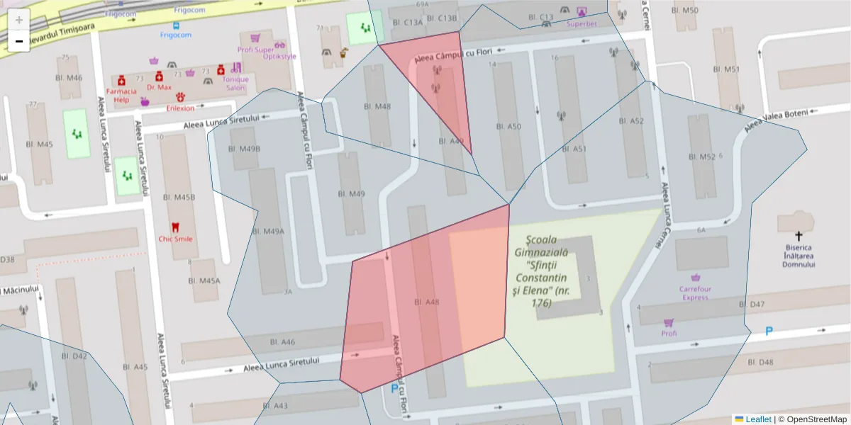 Hartă a codului poștal  și a codurilor poștale învecinate