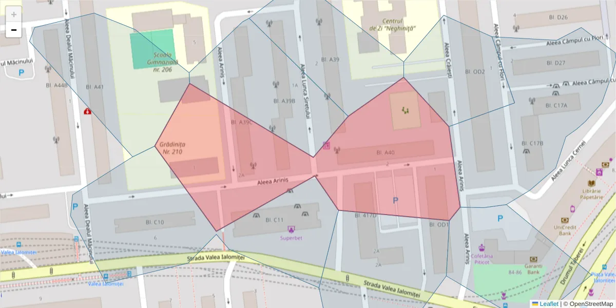 Hartă a codului poștal  și a codurilor poștale învecinate