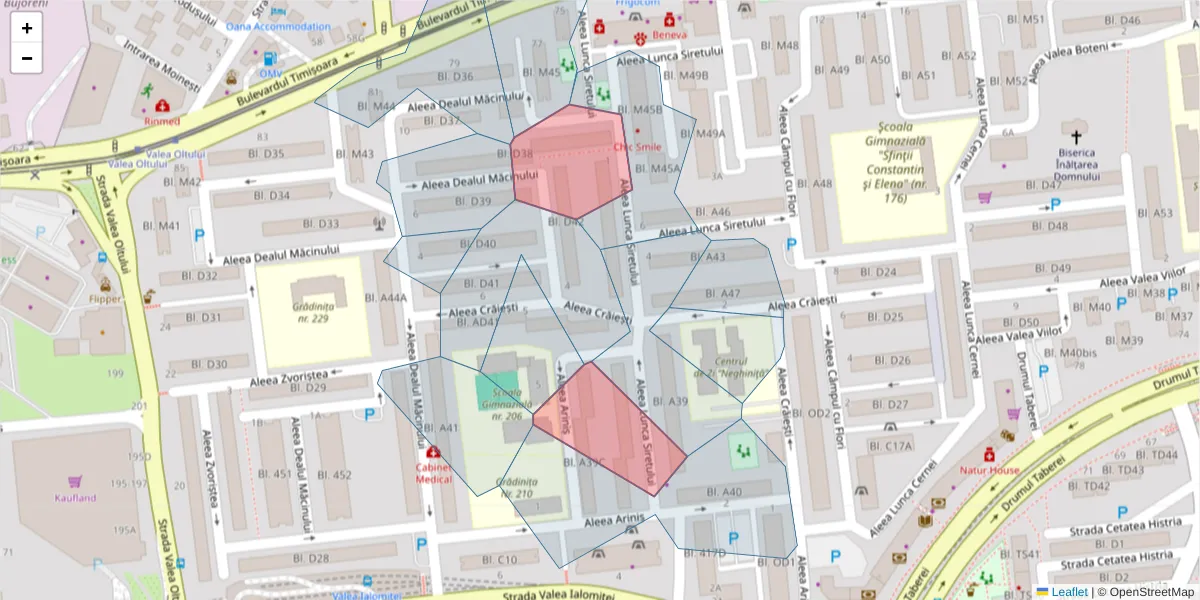 Hartă a codului poștal  și a codurilor poștale învecinate