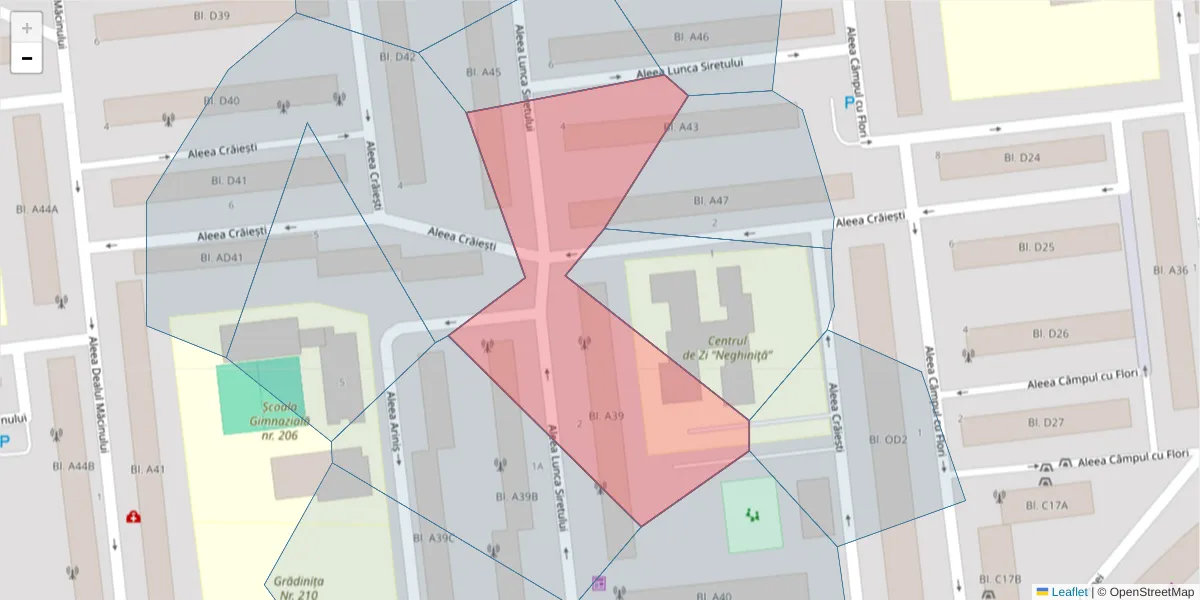 Hartă a codului poștal  și a codurilor poștale învecinate