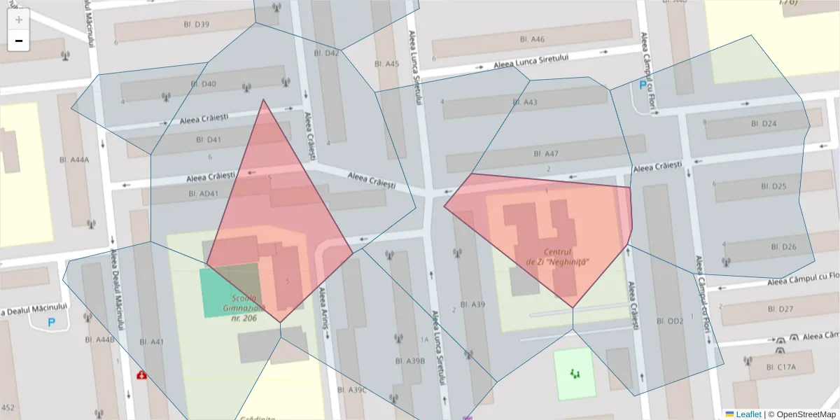 Hartă a codului poștal  și a codurilor poștale învecinate