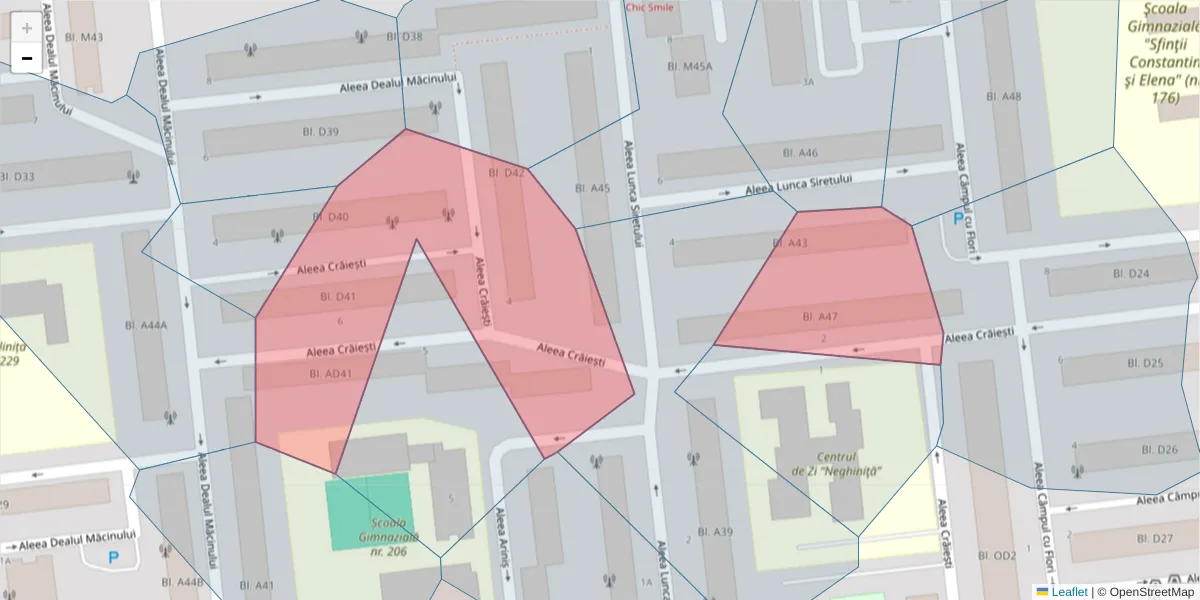 Hartă a codului poștal  și a codurilor poștale învecinate