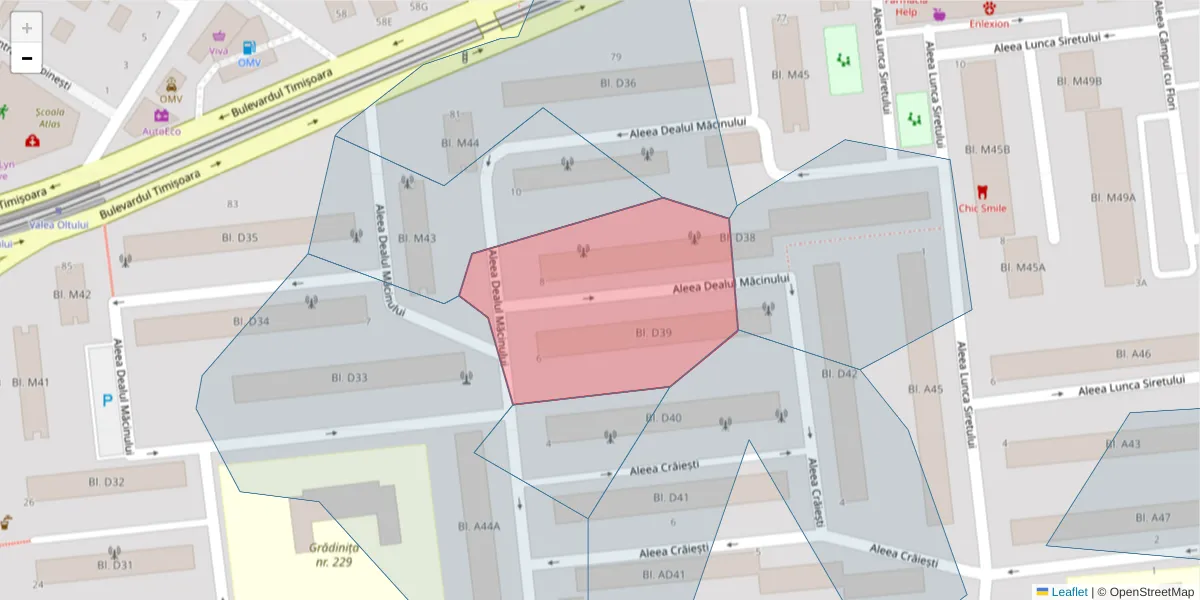 Hartă a codului poștal  și a codurilor poștale învecinate