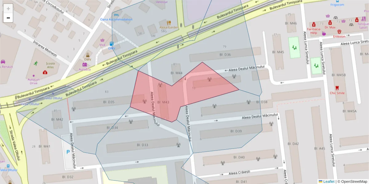 Hartă a codului poștal  și a codurilor poștale învecinate