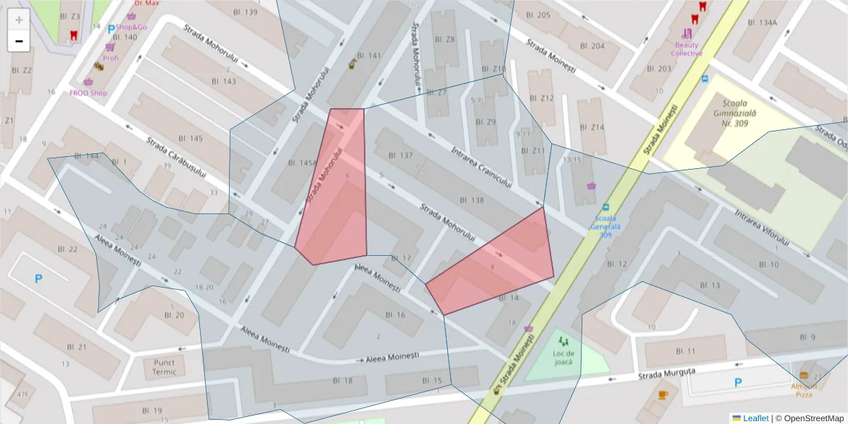 Hartă a codului poștal  și a codurilor poștale învecinate