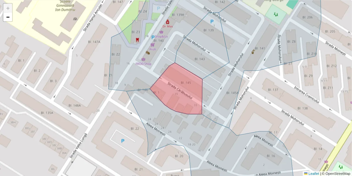 Hartă a codului poștal  și a codurilor poștale învecinate