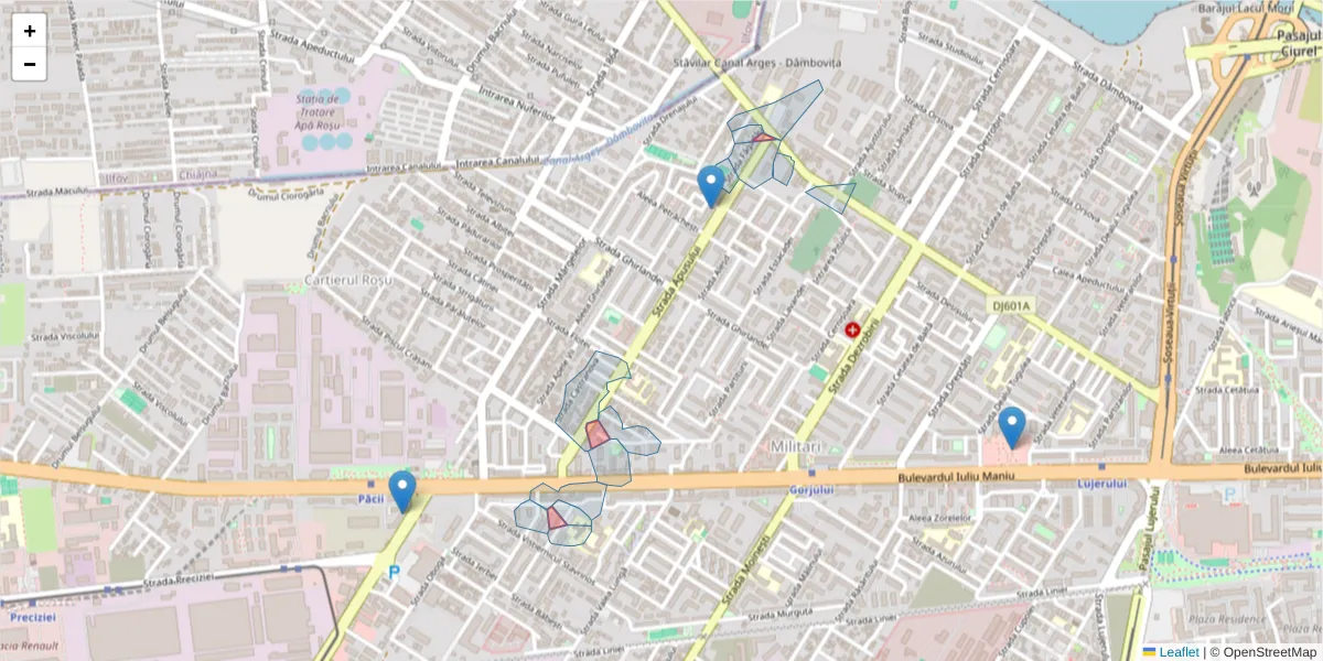 Hartă a codului poștal  și a codurilor poștale învecinate