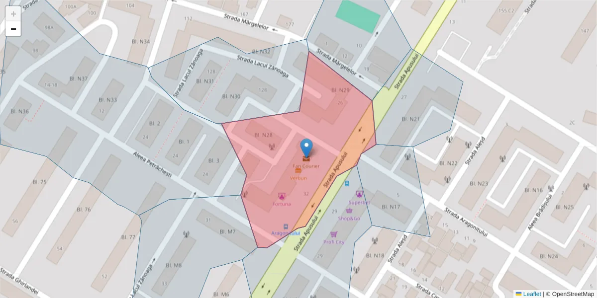 Hartă a codului poștal  și a codurilor poștale învecinate