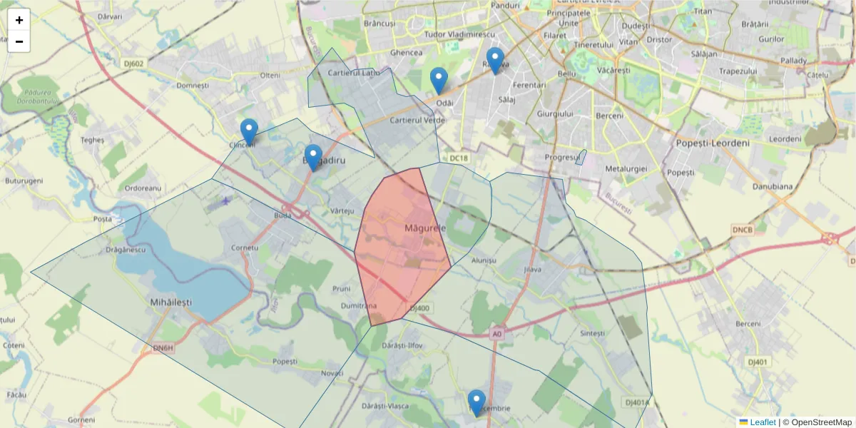 Hartă a codului poștal  și a codurilor poștale învecinate